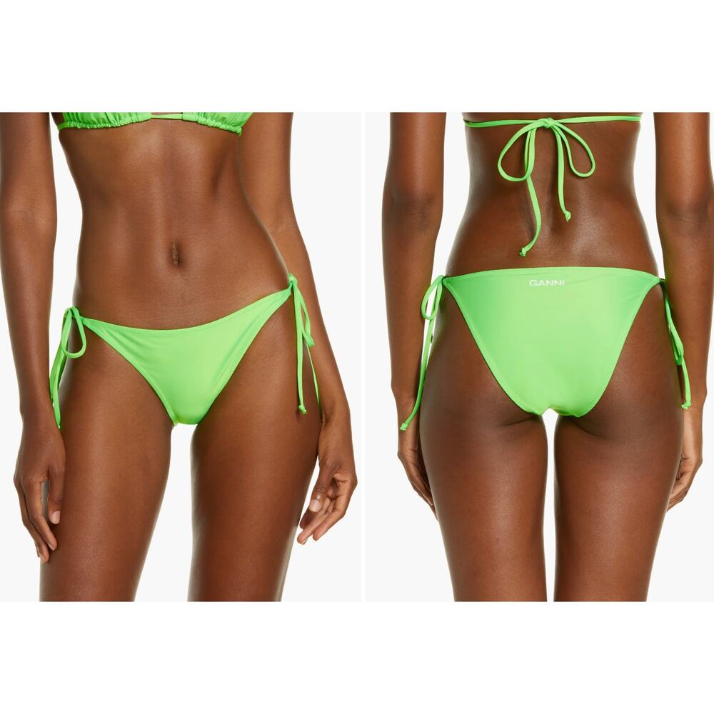 GANNI Solid Lime Green‎ String Tie Bikini Bottoms